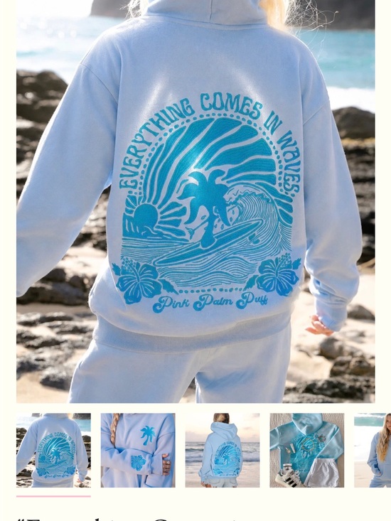 Pink Palm Puff Tops - XS Pink Palm Puff hoodie